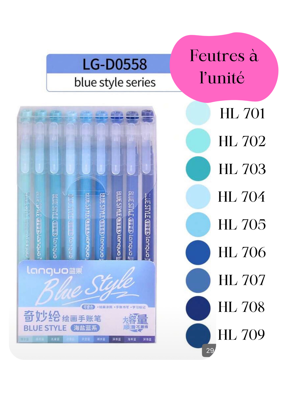 Languo HL Blue Style – Marqueurs de dessin & peinture à l’unité
