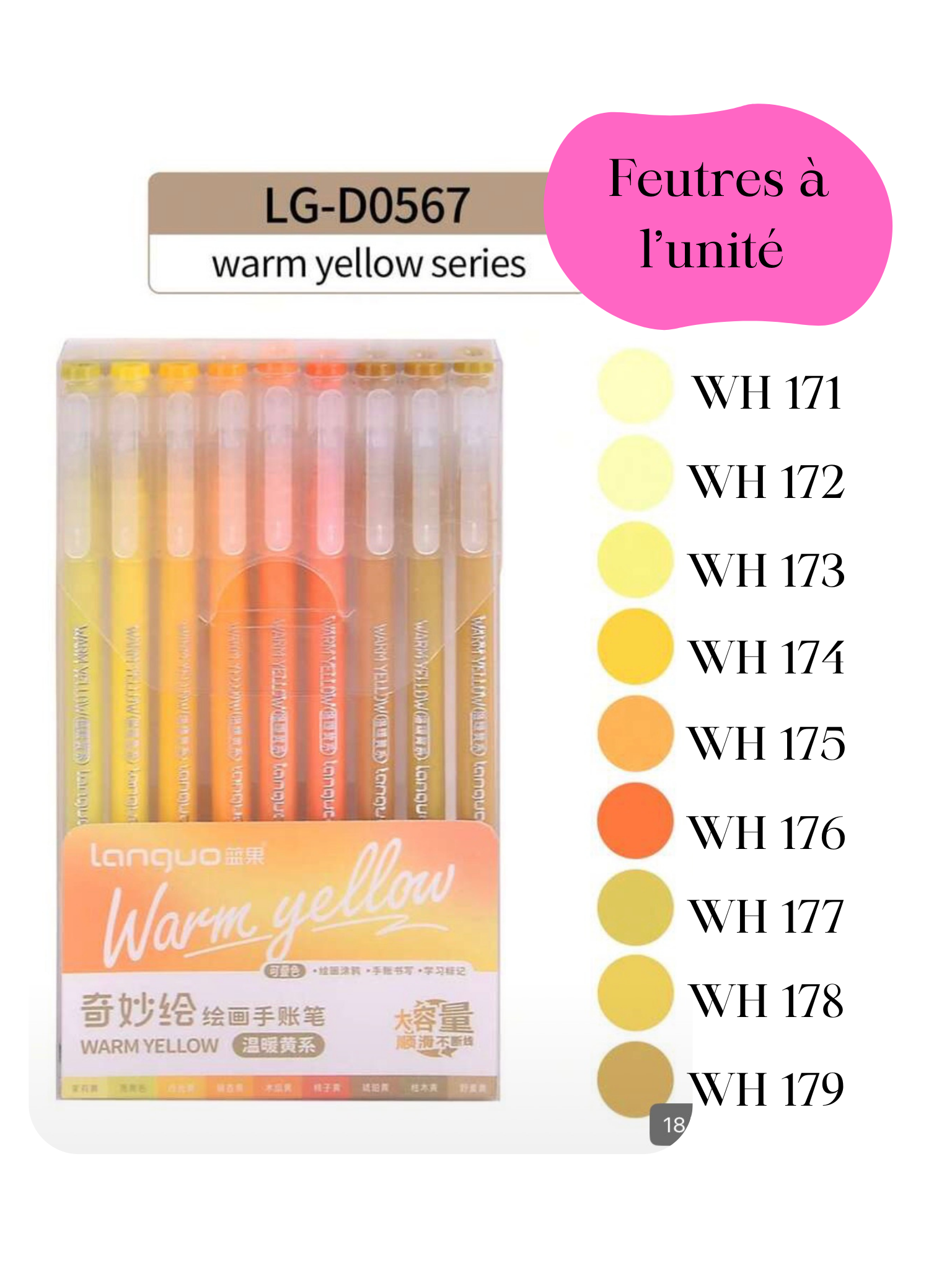 Languo WH Warm Yellow – Marqueurs de dessin & peinture à l’unité