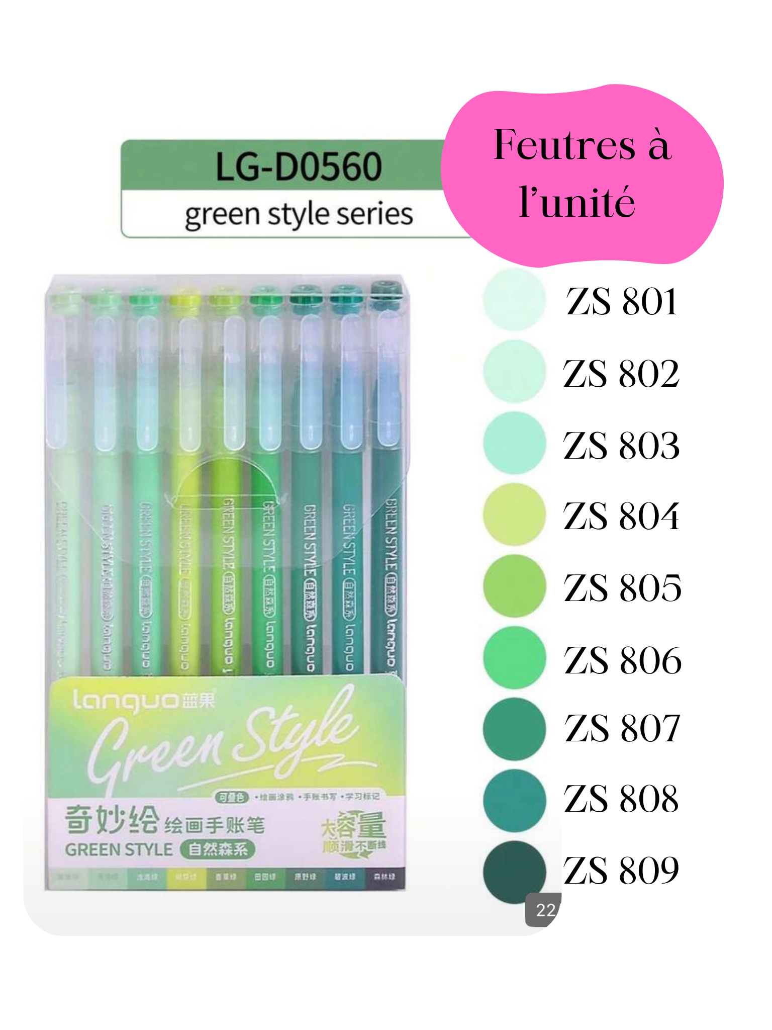 Languo ZS Green Style – Marqueurs de dessin & peinture à l’unité